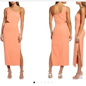 NWT Bardot Jenna one shoulder dress in orange fizz